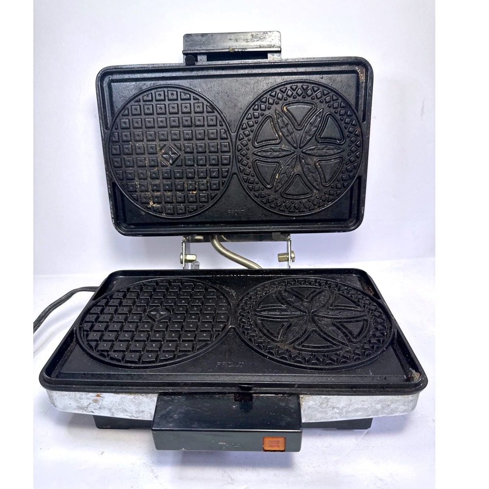 Vintage Rival 9705/1 Pizzelle Waffle Baker Reversible Plates 1000W Tested